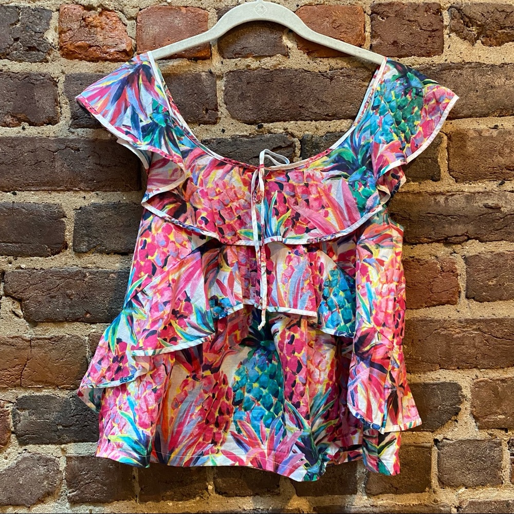 J.Crew Ruffle Top in Ratti Painted Pineapple - Picture 2 of 5